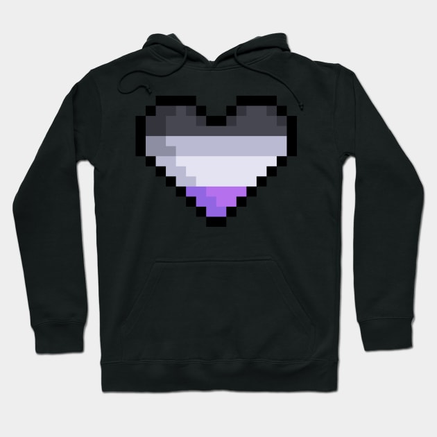 Pixel Asexual Flag Heart Hoodie by rafagars